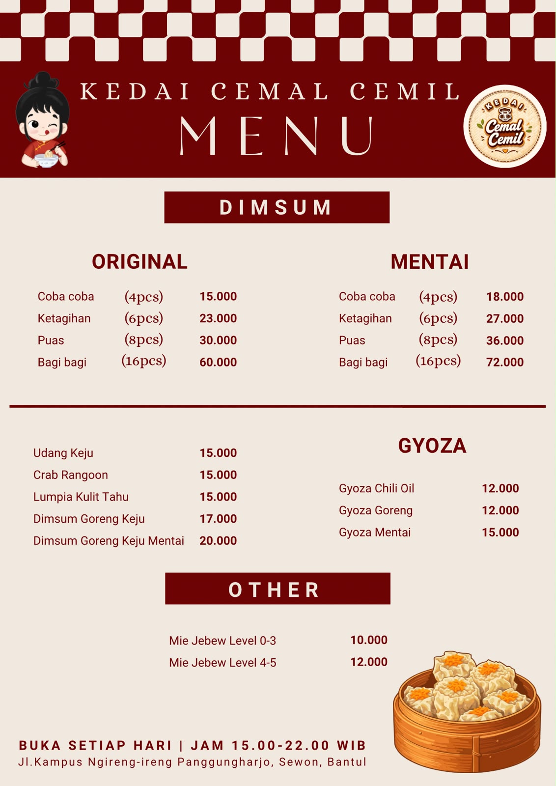 Pricelist Kedai Cemal Cemil